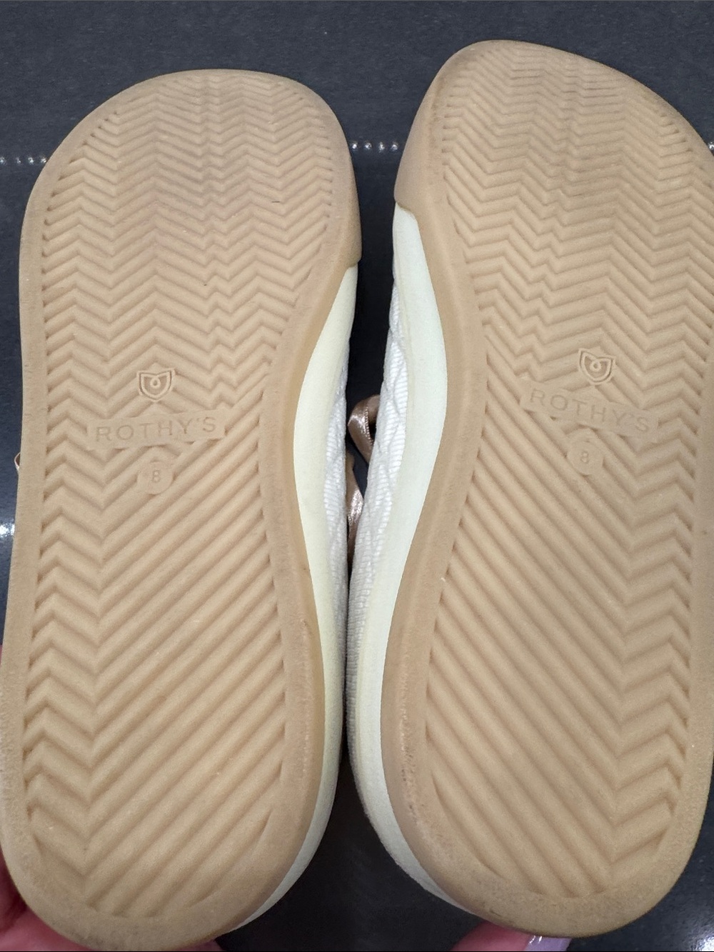 Rothy's Ivory Knit Sneakers with Satin Champagne Laces - Picture 5 of 5